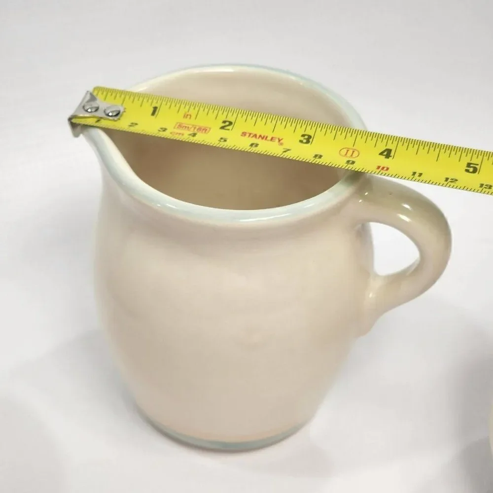 4pc Vtg Aura by Pfaltzgraff,‎ Stoneware Cream Pitcher & Sugar Bowl + 2 teacups